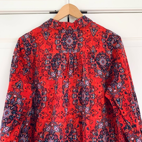 Soft Surroundings Blouse Long Sleeve Tunic Popover Button Down Printed Size L - Picture 4 of 7